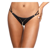 Stretch Wetlook Zip G-String Black for Bold Intimate Wear Womens Latex